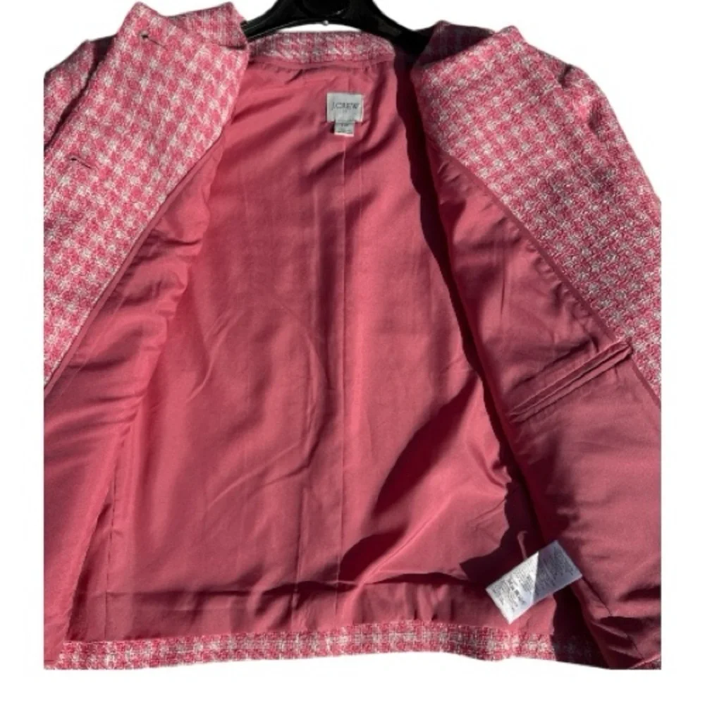 J.Crew Factory Tweed Patch-Pocket Women's Jacket Pink Size 12 - Picture 4 of 6